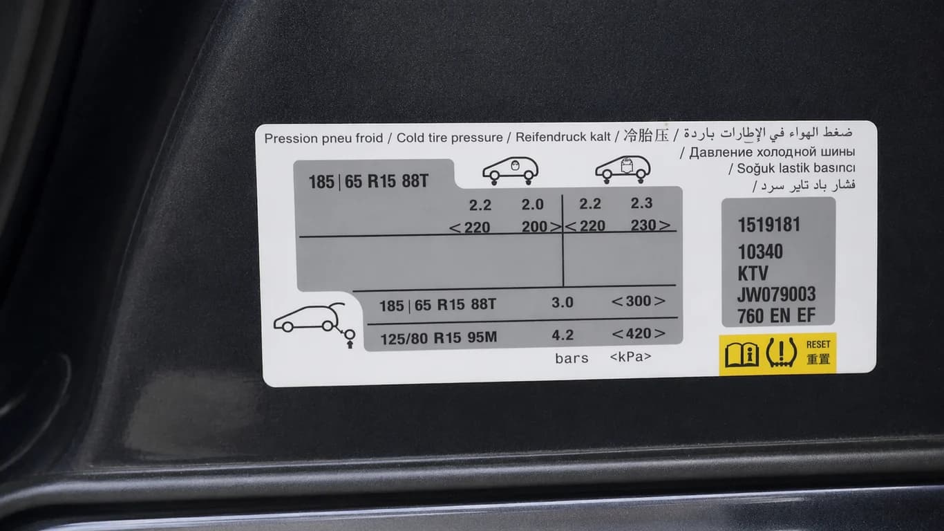 Où se trouve la plaque indiquant la pression des pneumatiques ?